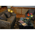 Trendy Design Indoor Water Hyacinth Sofa Set with Acacia Wooden Frame and Natural Wicker